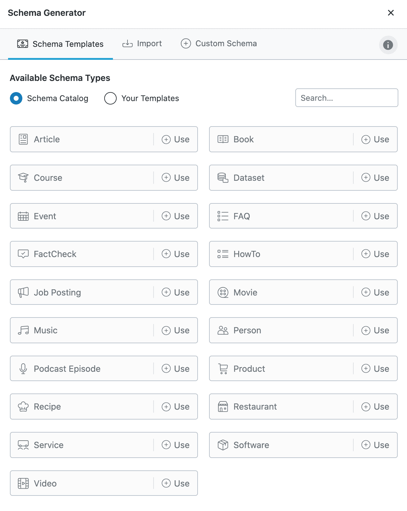 Schema Generator Interface 