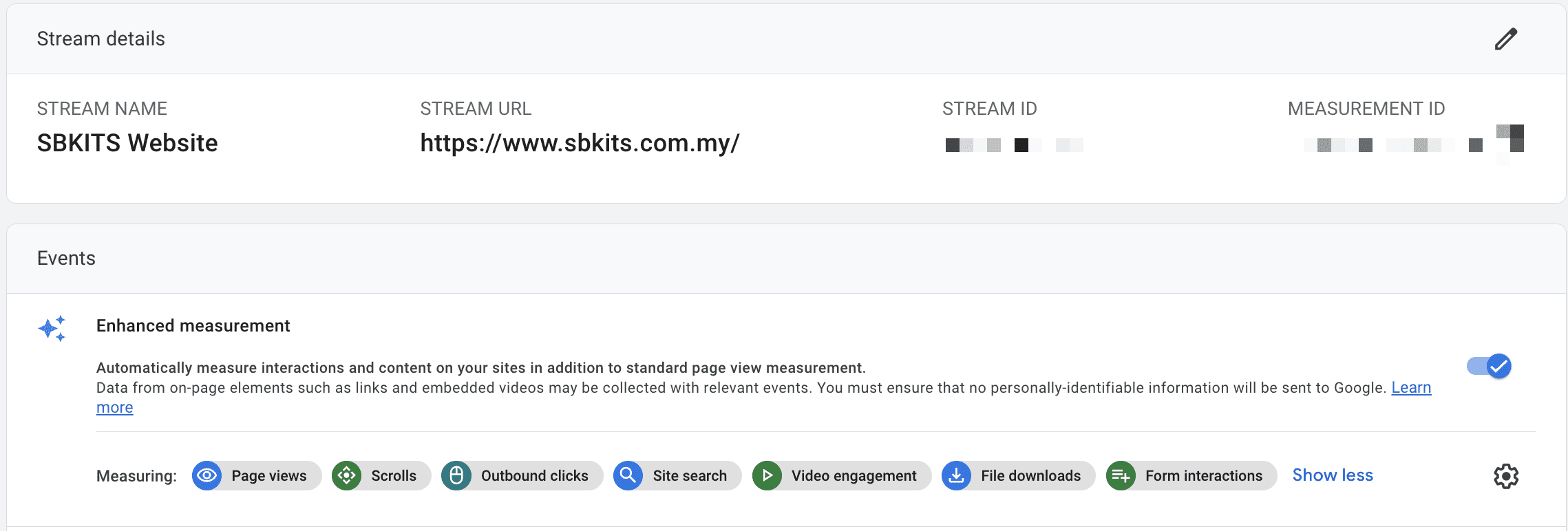 Enhanced measurement in GA4