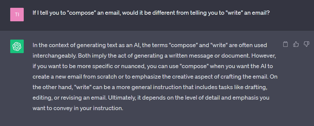 Importance of action words in ChatGPT prompts