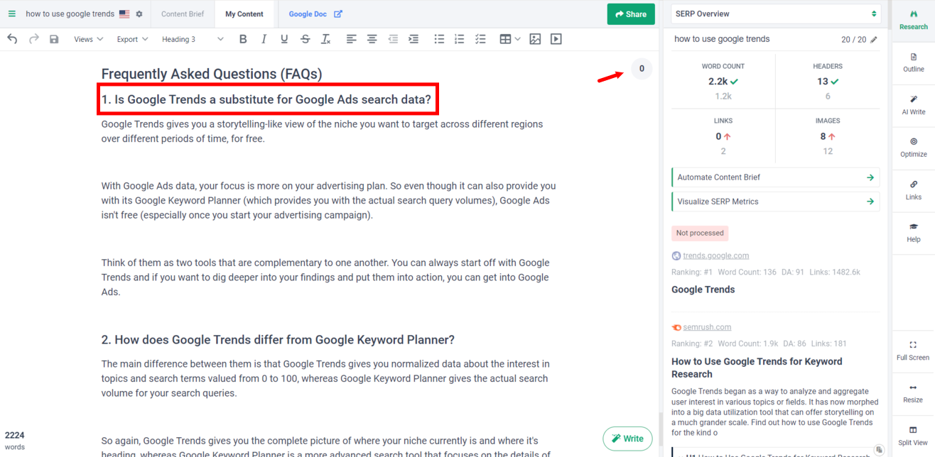 how to solve content detected by Frase.io's originality score shown in screenshot 