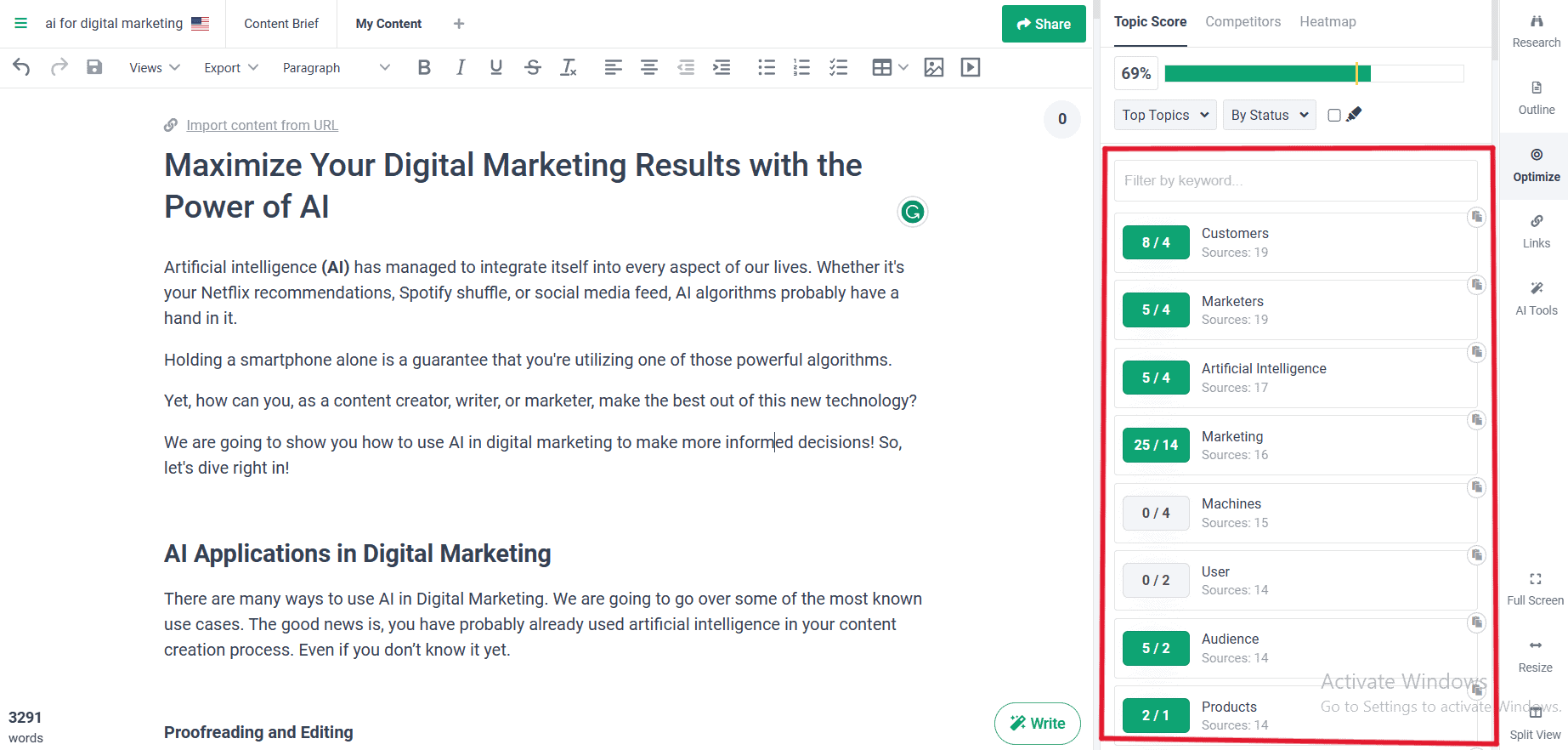 showing how to access the Topic Blueprint 