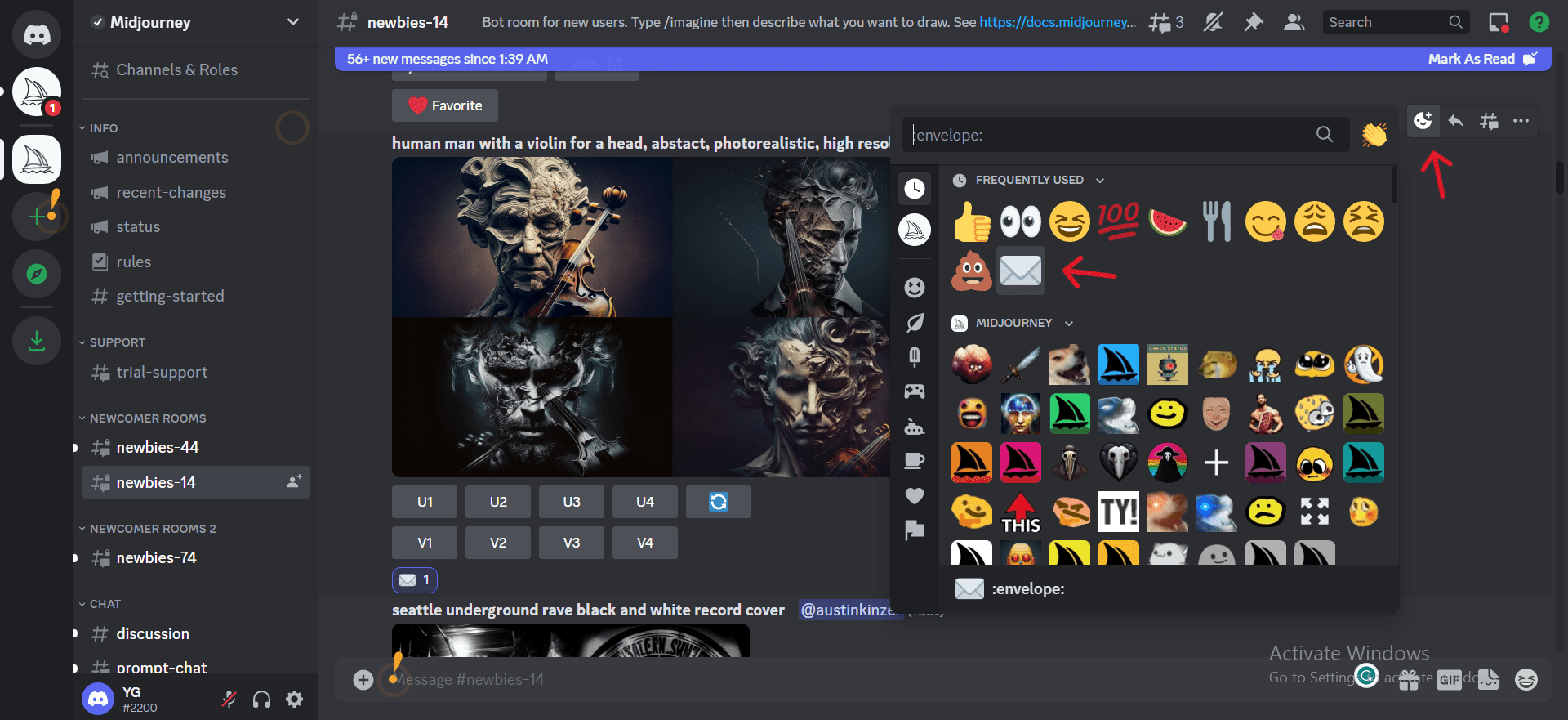 In order to obtain the MidJourney ID for this specific result, choose the envelope response.