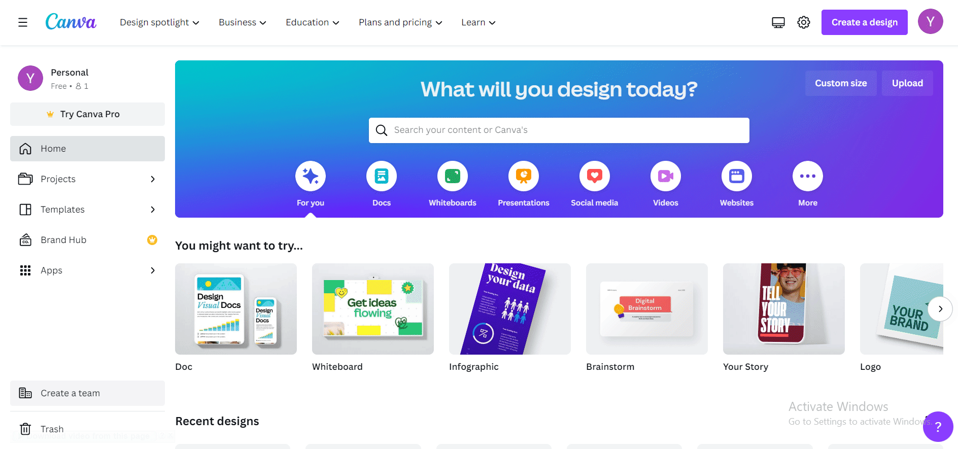 A gif showing how to access the mindmap on Canva