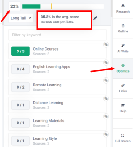 how to optimize your old content using Frase.io shown in a screenshot 
